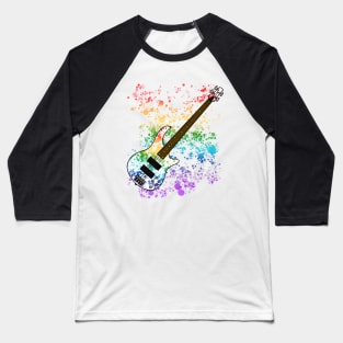 Bass Guitar Rainbow Colours Bassist Musician Baseball T-Shirt